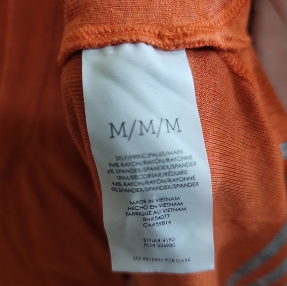 Cabi Hangout Tee Heathered Orange With Gray Striped Hem Relaxed Fit Medium - Picture 6 of 6